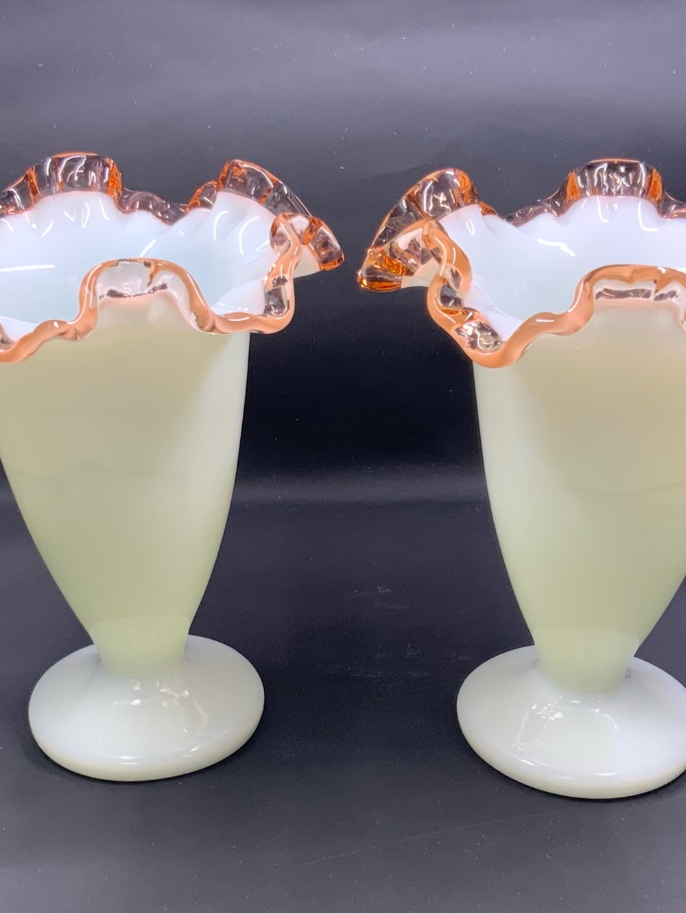Vintage Fenton Rose Crest Milk Glass